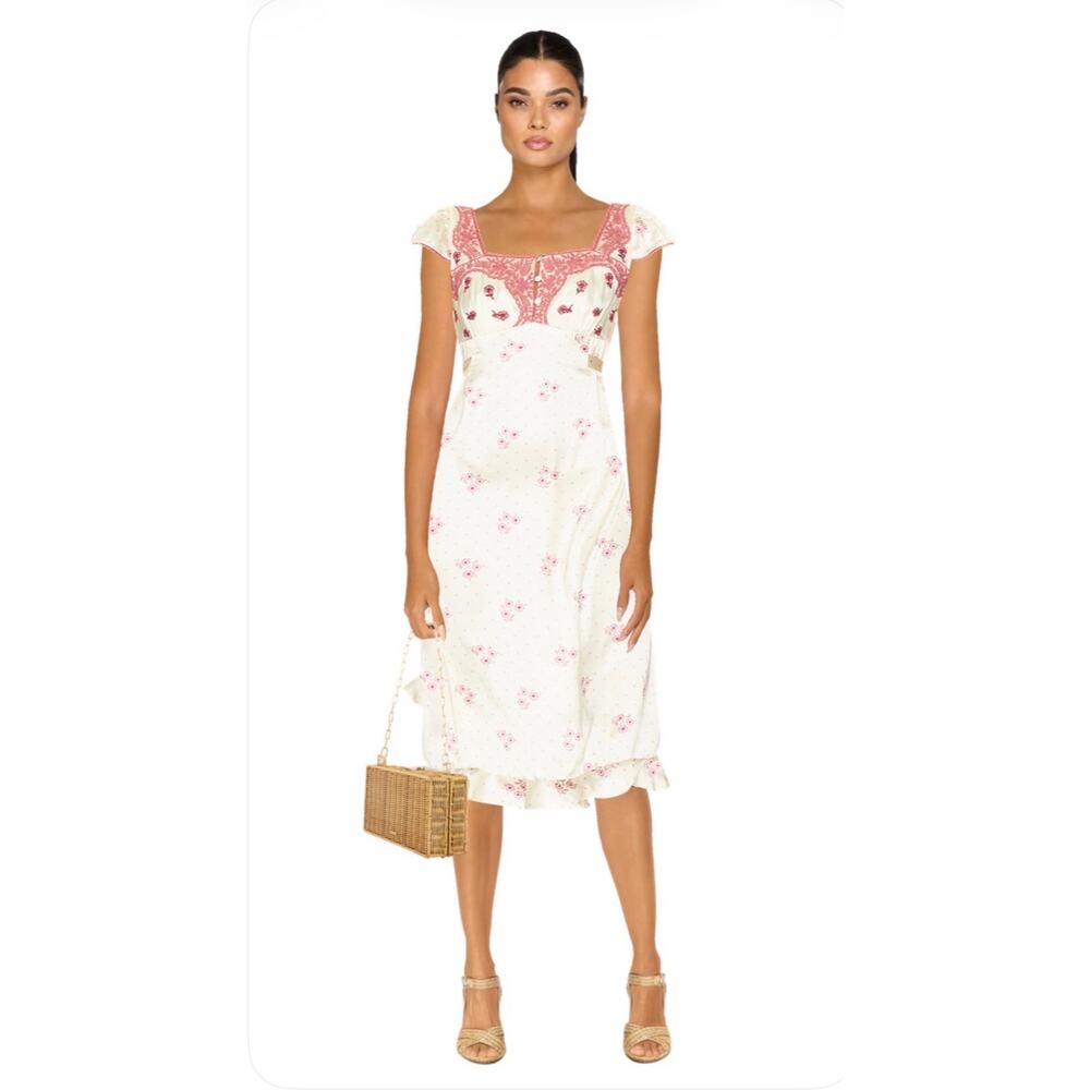 NWT Free People Haven Midi Dress in Swan Combo, Large
